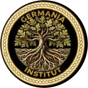 Medalhão do Germania Institut, com uma árvore e suas raízes